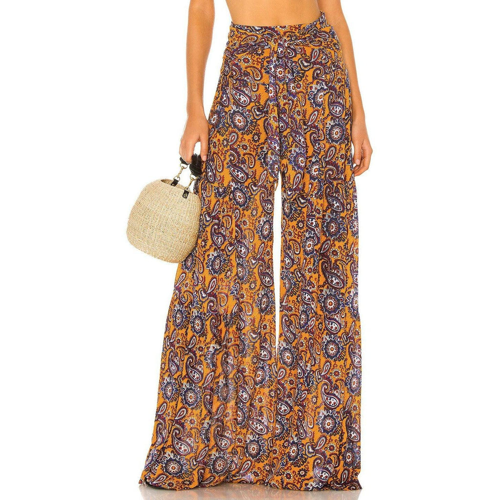 lace-up casual wide leg pants