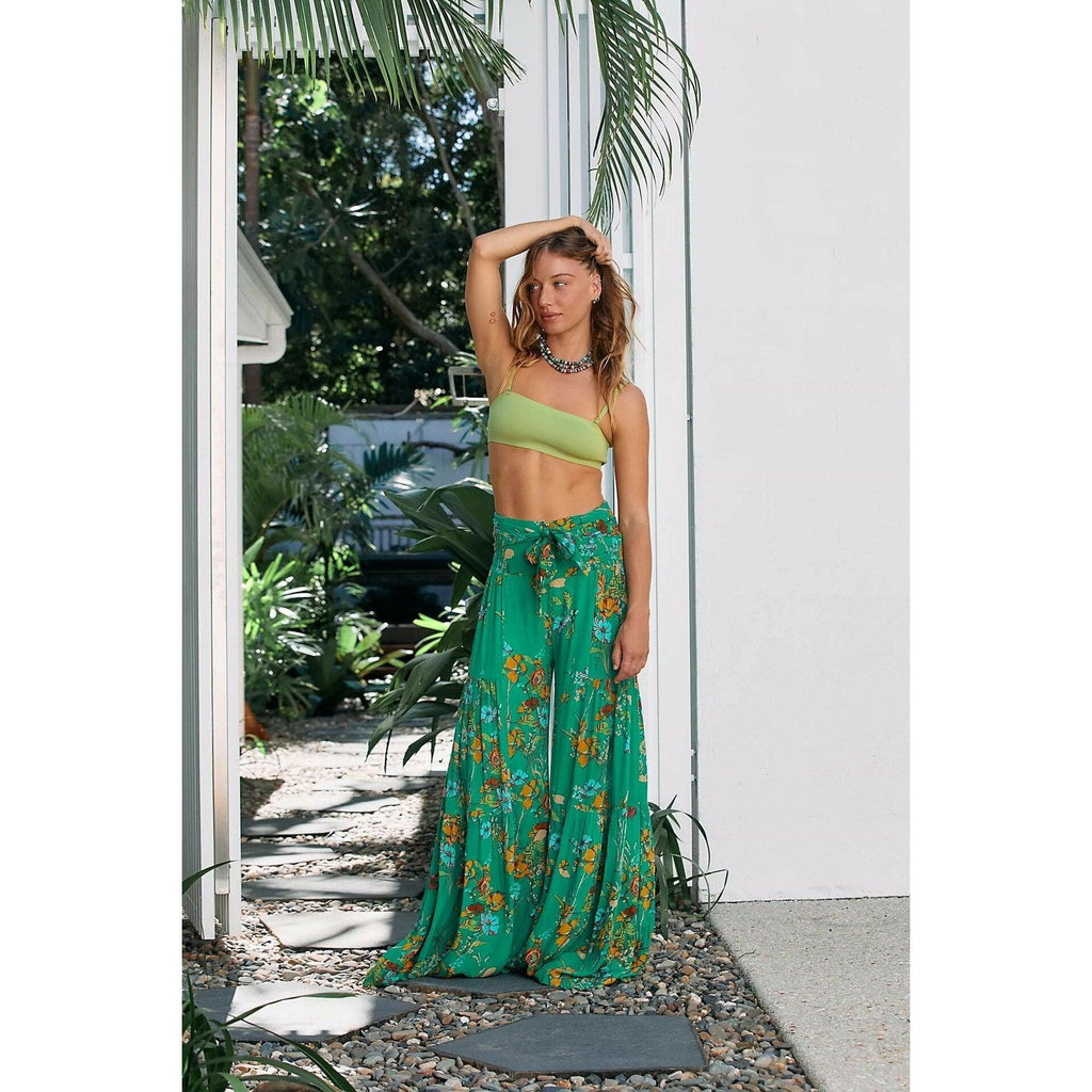 lace-up casual wide leg pants
