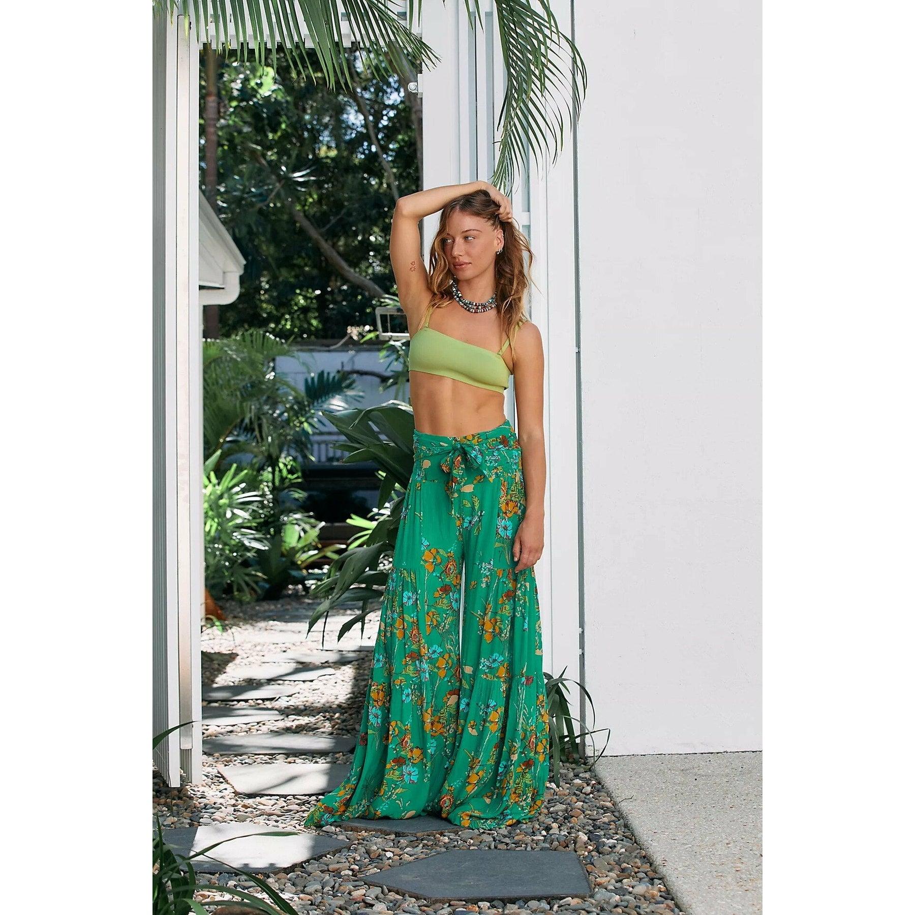 lace-up casual wide leg pants
