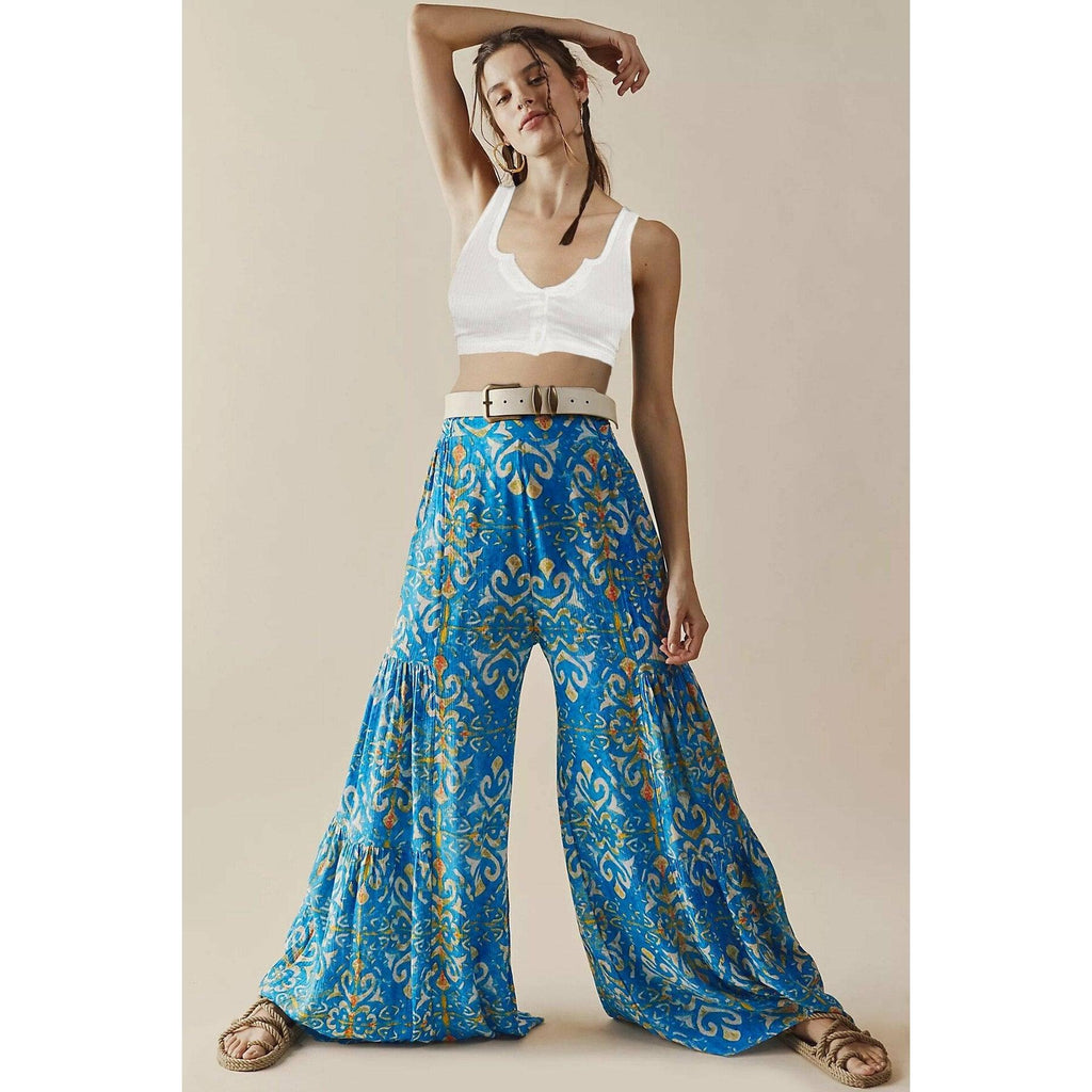 lace-up casual wide leg pants