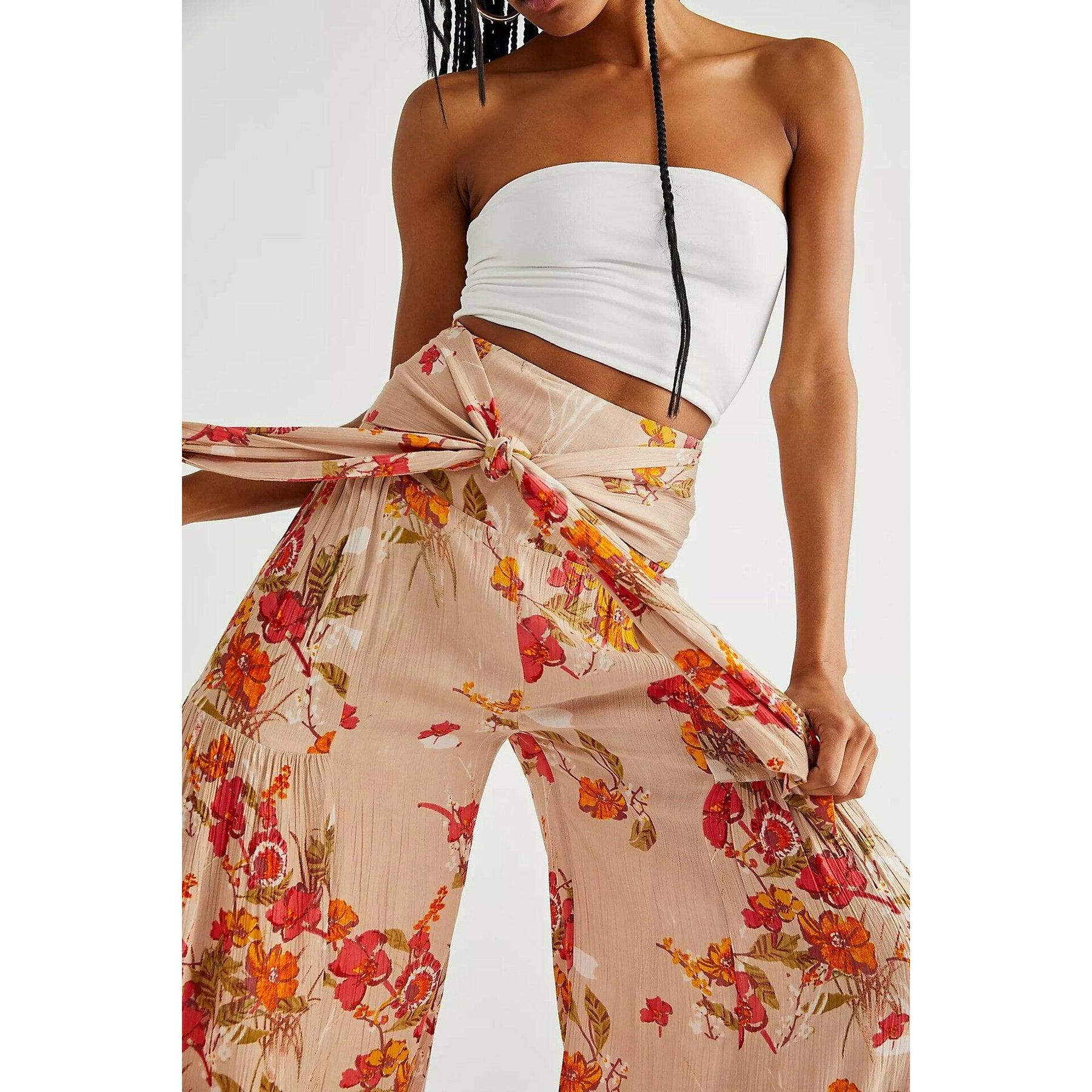 lace-up casual wide leg pants