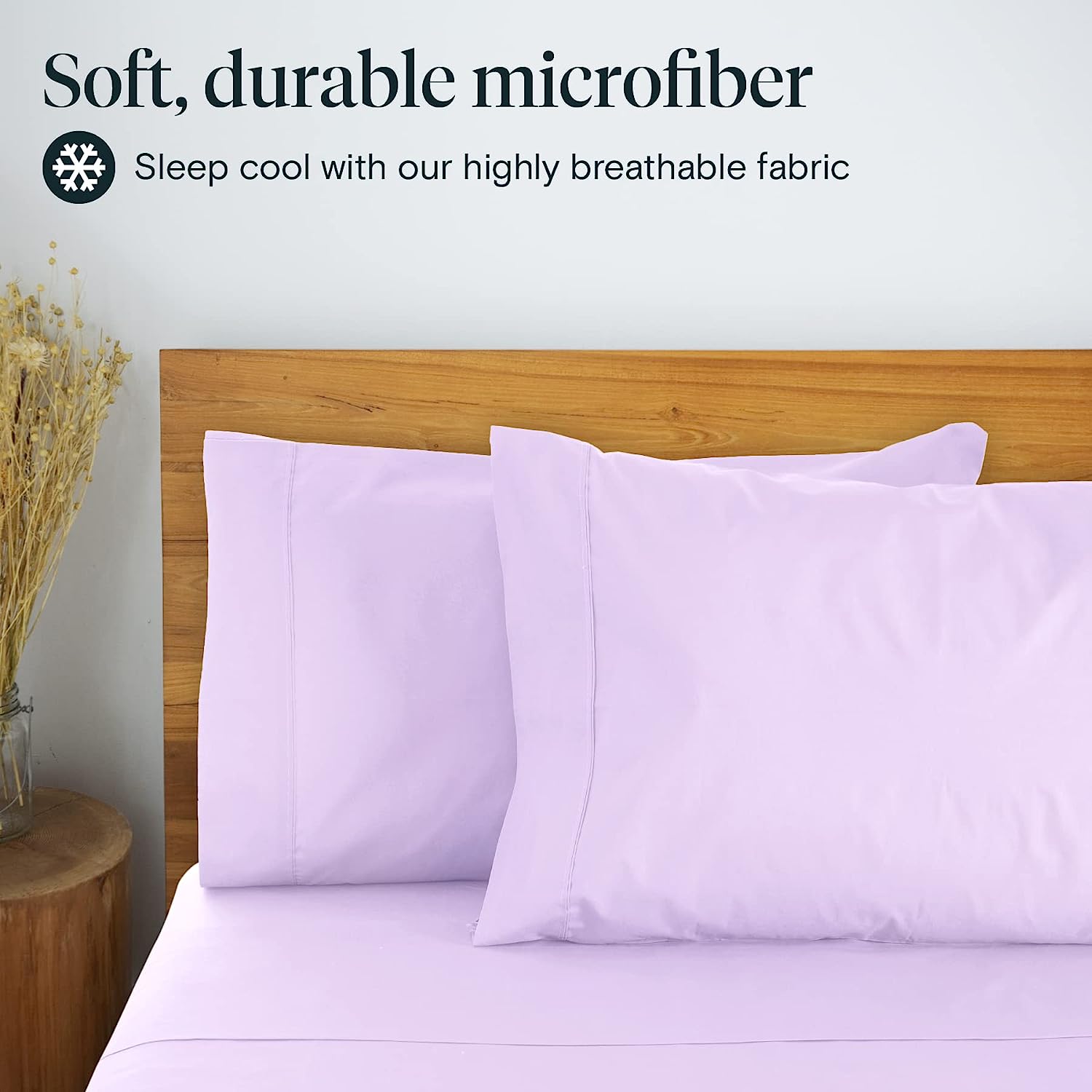 LuxClub 6 PC Queen Sheet Set Bamboo Sheets Deep Pockets 18" Eco Friendly Wrinkle Free Cooling Sheets Machine Washable Hotel Bedding Silky Soft - Lavender Queen