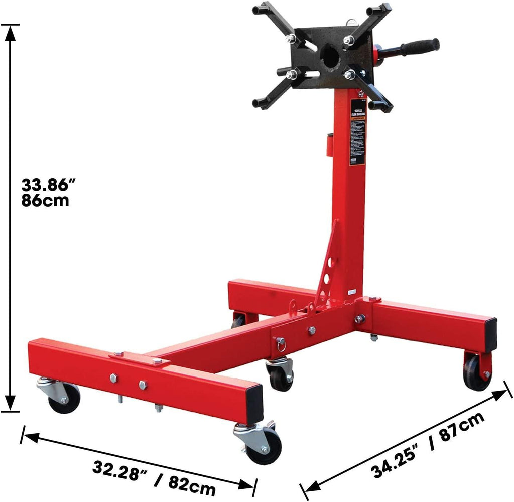BIG RED T26801 Torin Steel Rotating Engine Stand with 360 Degree Rotating Head and Folding Frame: 3/4 Ton (1,500 lb) Capacity, Red