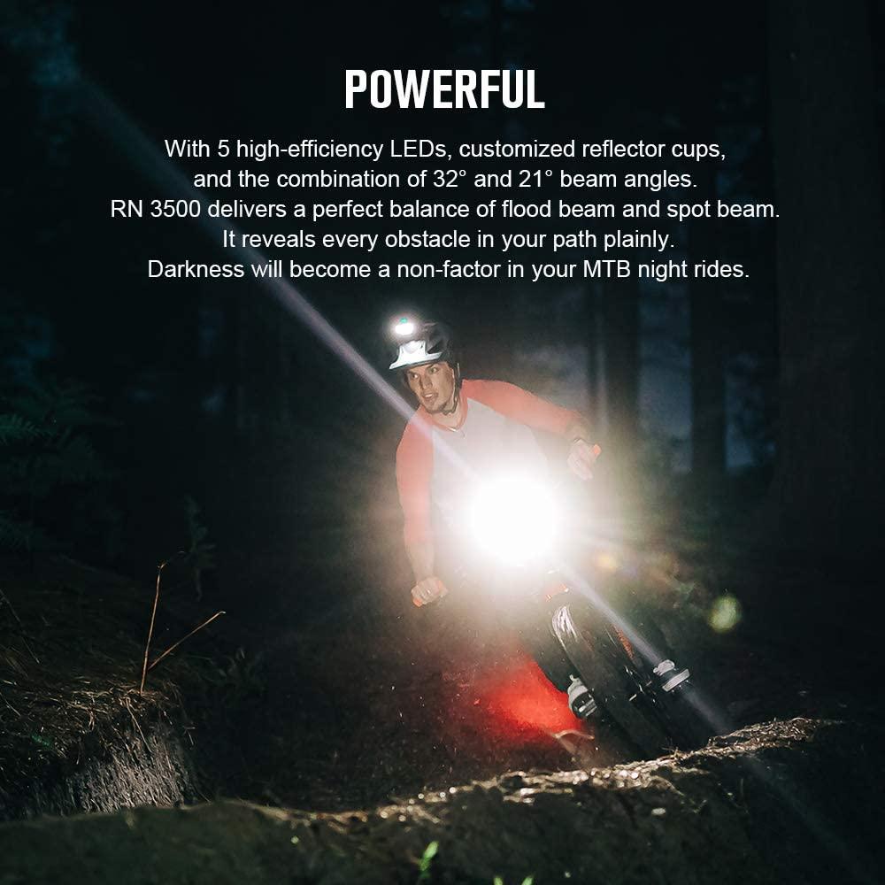OLIGHT RN 3500 Rechargeable Bike Headlights 3500 Lumens Powered by Portable 7.2V 5200mAh Battery Pack, 350 Meters Light Range, IPX5 Waterproof Bike Front Light for MTB Riding and Trail Crossing