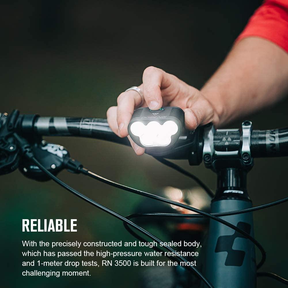 OLIGHT RN 3500 Rechargeable Bike Headlights 3500 Lumens Powered by Portable 7.2V 5200mAh Battery Pack, 350 Meters Light Range, IPX5 Waterproof Bike Front Light for MTB Riding and Trail Crossing