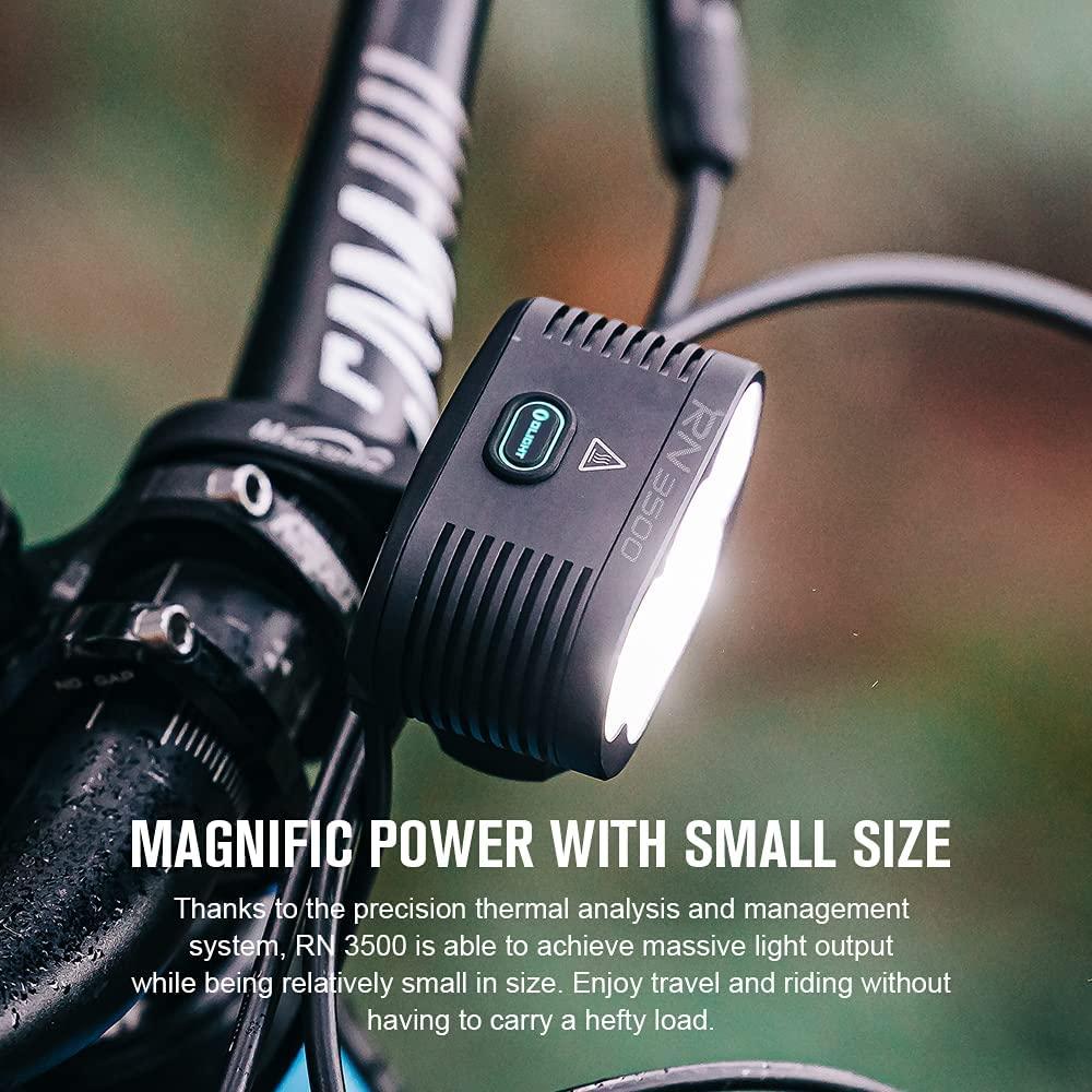 OLIGHT RN 3500 Rechargeable Bike Headlights 3500 Lumens Powered by Portable 7.2V 5200mAh Battery Pack, 350 Meters Light Range, IPX5 Waterproof Bike Front Light for MTB Riding and Trail Crossing