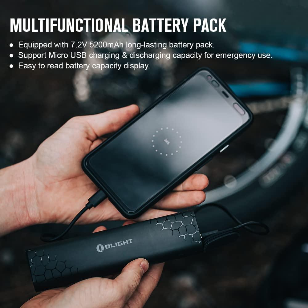 OLIGHT RN 3500 Rechargeable Bike Headlights 3500 Lumens Powered by Portable 7.2V 5200mAh Battery Pack, 350 Meters Light Range, IPX5 Waterproof Bike Front Light for MTB Riding and Trail Crossing