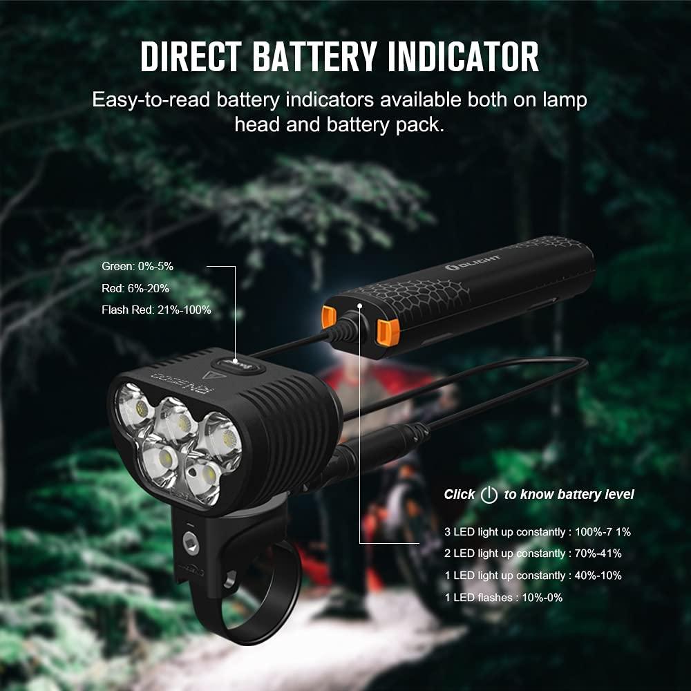 OLIGHT RN 3500 Rechargeable Bike Headlights 3500 Lumens Powered by Portable 7.2V 5200mAh Battery Pack, 350 Meters Light Range, IPX5 Waterproof Bike Front Light for MTB Riding and Trail Crossing