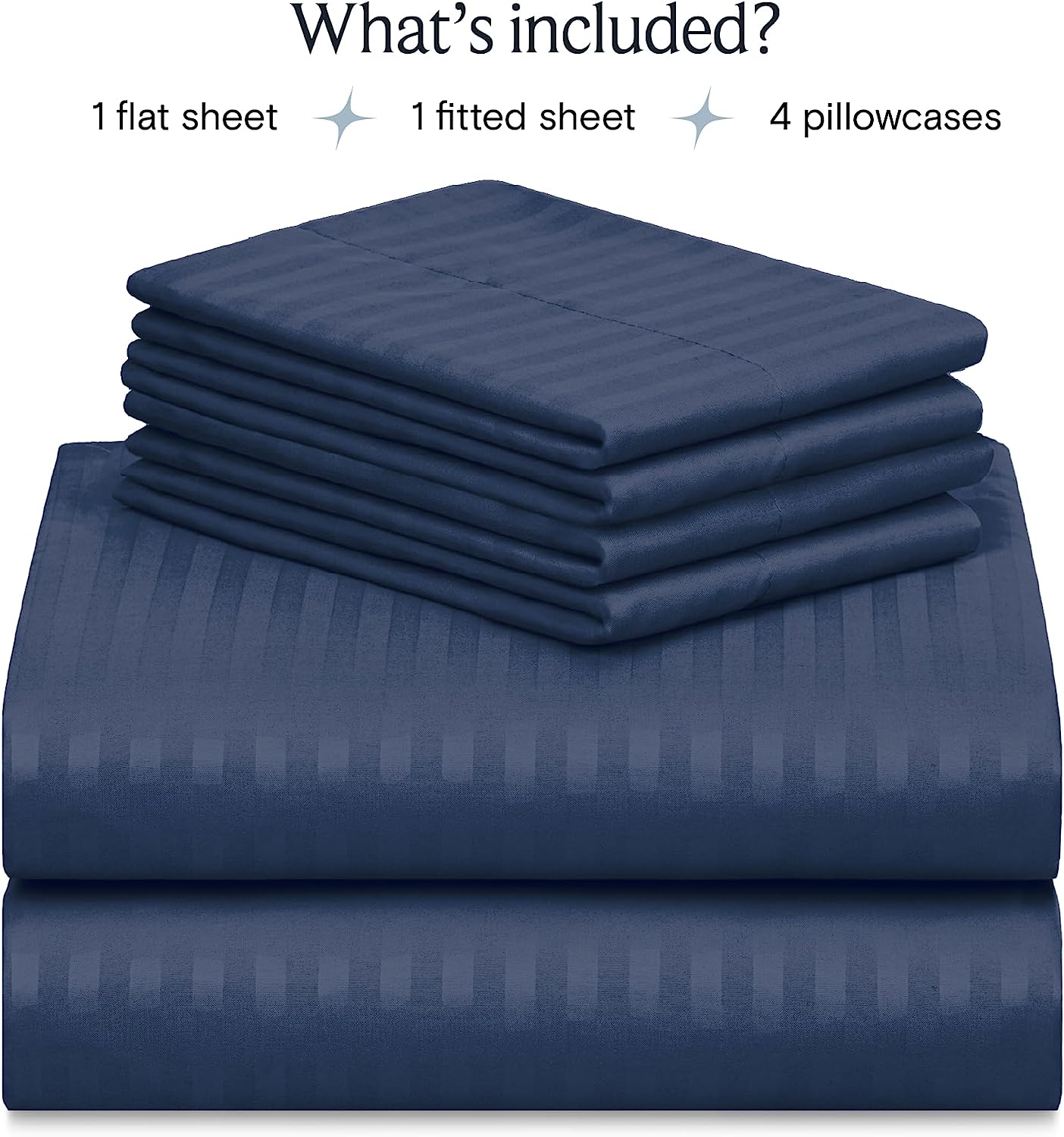 LuxClub Queen Size Striped Sheets Set, 6 PC Striped Bed Sheets, Deep Pockets 18" Eco Friendly Wrinkle Free Cooling Sheets Machine Washable Hotel Bedding Silky Soft (Queen, Striped Navy)