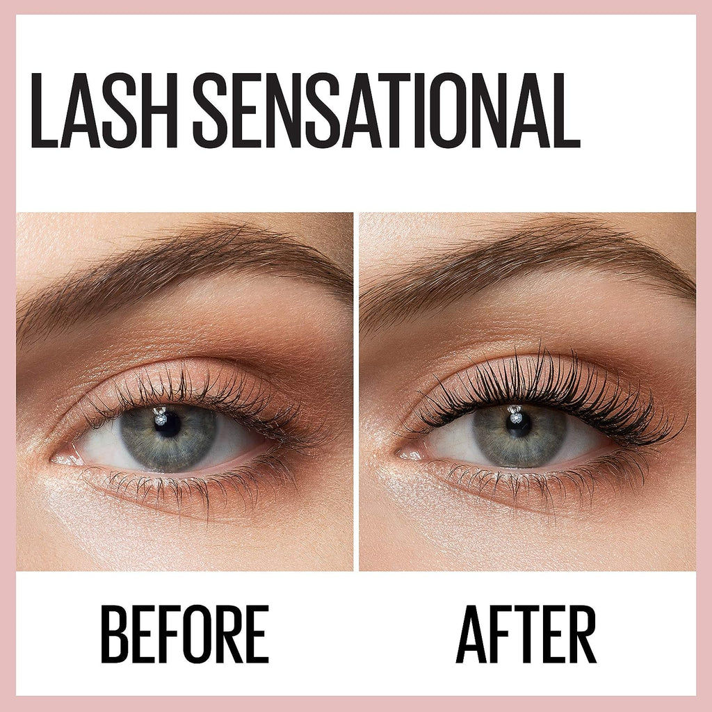 Maybelline New York Lash Sensational Washable Mascara, Lengthening and Volumizing for a Full Fan Effect, Brownish Black, 1 Count