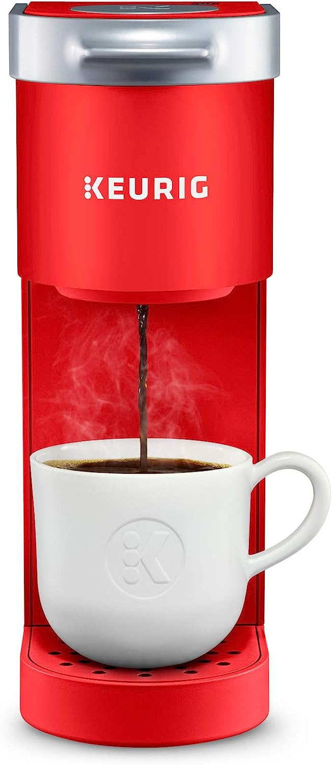 Keurig K-Mini Single Serve K-Cup Pod Coffee Maker, Poppy Red &amp; 3-Month Brewer Maintenance Kit Includes Descaling Solution, Water Filter Cartridges &amp; Rinse Pods, 7 Count