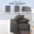 LuxClub 6 PC Queen Sheet Set Bamboo Sheets Deep Pockets 18" Eco Friendly Wrinkle Free Machine Washable Hotel Bedding Silky Soft - Dark Grey Queen