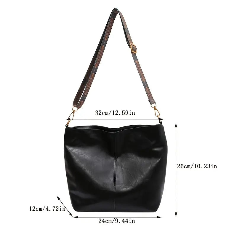 Geometric Strap Hobo Bag, LarCapacity Crossbody Bag, Women's Retro Style Shoulder Bag
