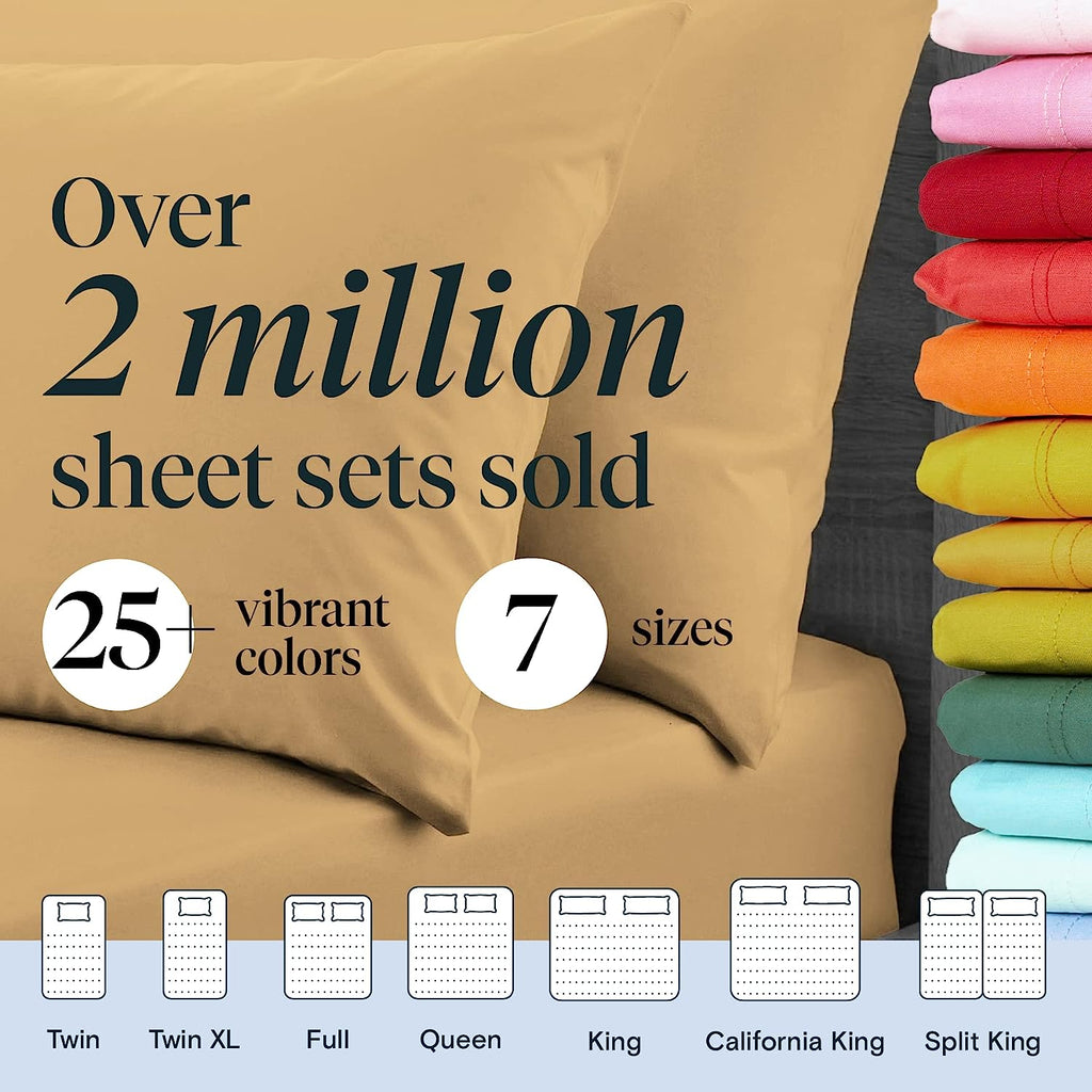 LuxClub 6 PC Queen Sheet Set Bamboo Sheets Deep Pockets 18" Eco Friendly Wrinkle Free Cooling Sheets Machine Washable Hotel Bedding Silky Soft - Gold Queen