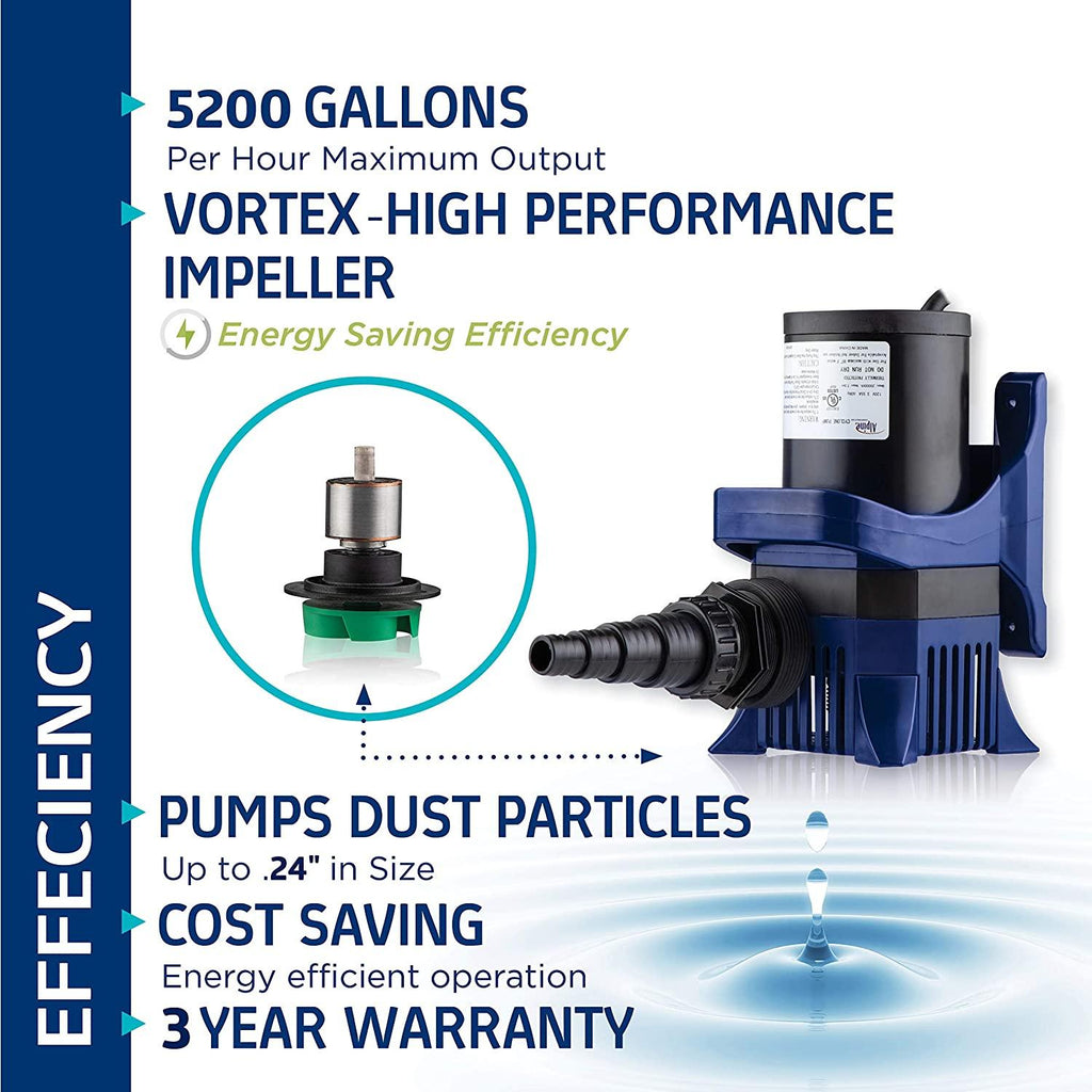 Alpine Corporation 5200 GPH Cyclone Pump for Ponds, Fountains, Waterfalls, and Water Circulation