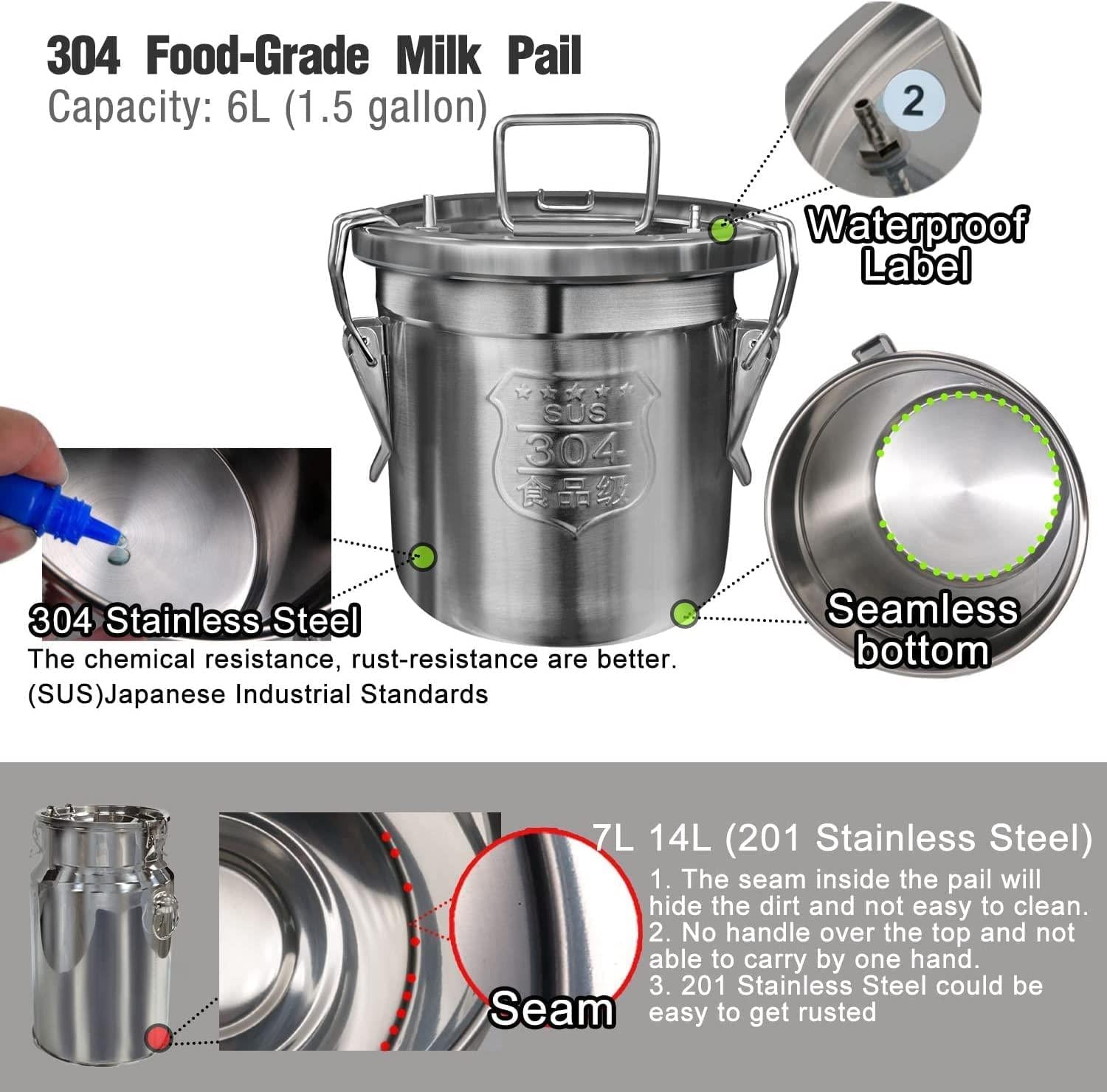 Hantop 6L Goat MilMachine (Pro Model) and Cow MilTeat Cup Replacement (Tube Included)