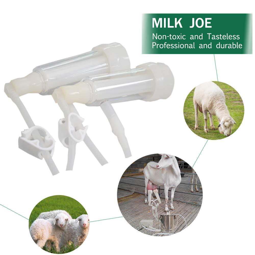 Goat MilMachine, Electric Automatic Pulsation Vacuum Milker,Portable Pulse Breast Pump with 2 Teat Cups  Steel Bucket for Goats（3L）